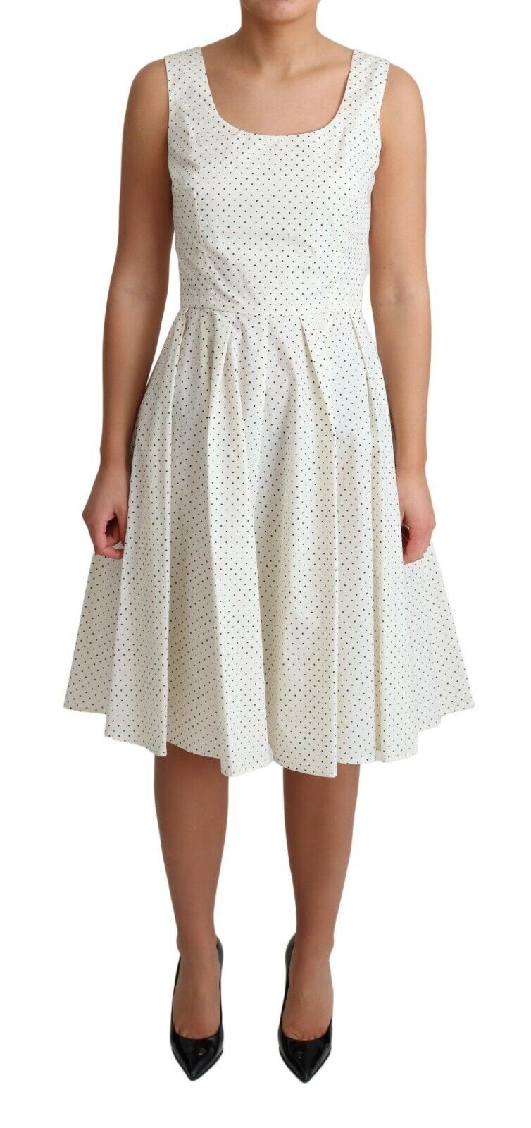 Dolce & Gabbana White Polka Dotted Cotton A-Line Dress - Whispers Of Wisdom Clothing