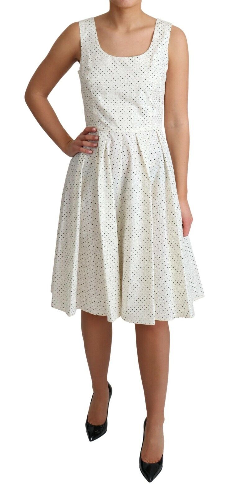 Dolce & Gabbana White Polka Dotted Cotton A-Line Dress - Whispers Of Wisdom Clothing