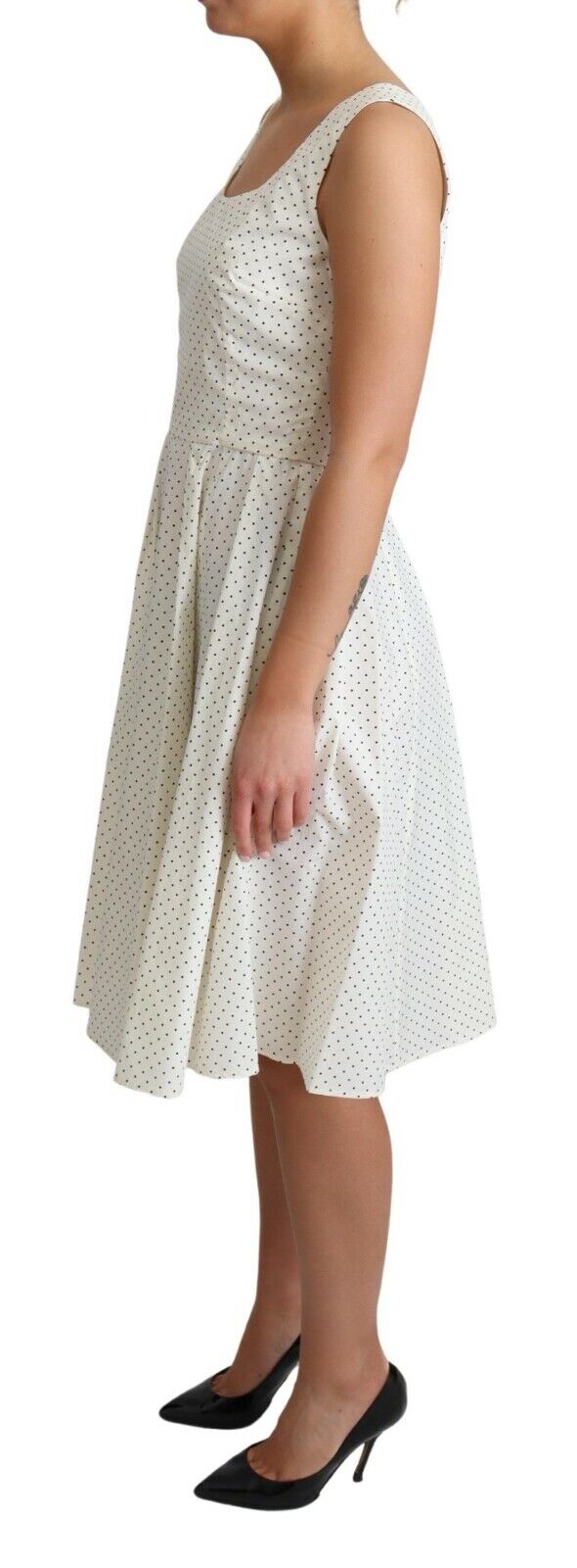 Dolce & Gabbana White Polka Dotted Cotton A-Line Dress - Whispers Of Wisdom Clothing