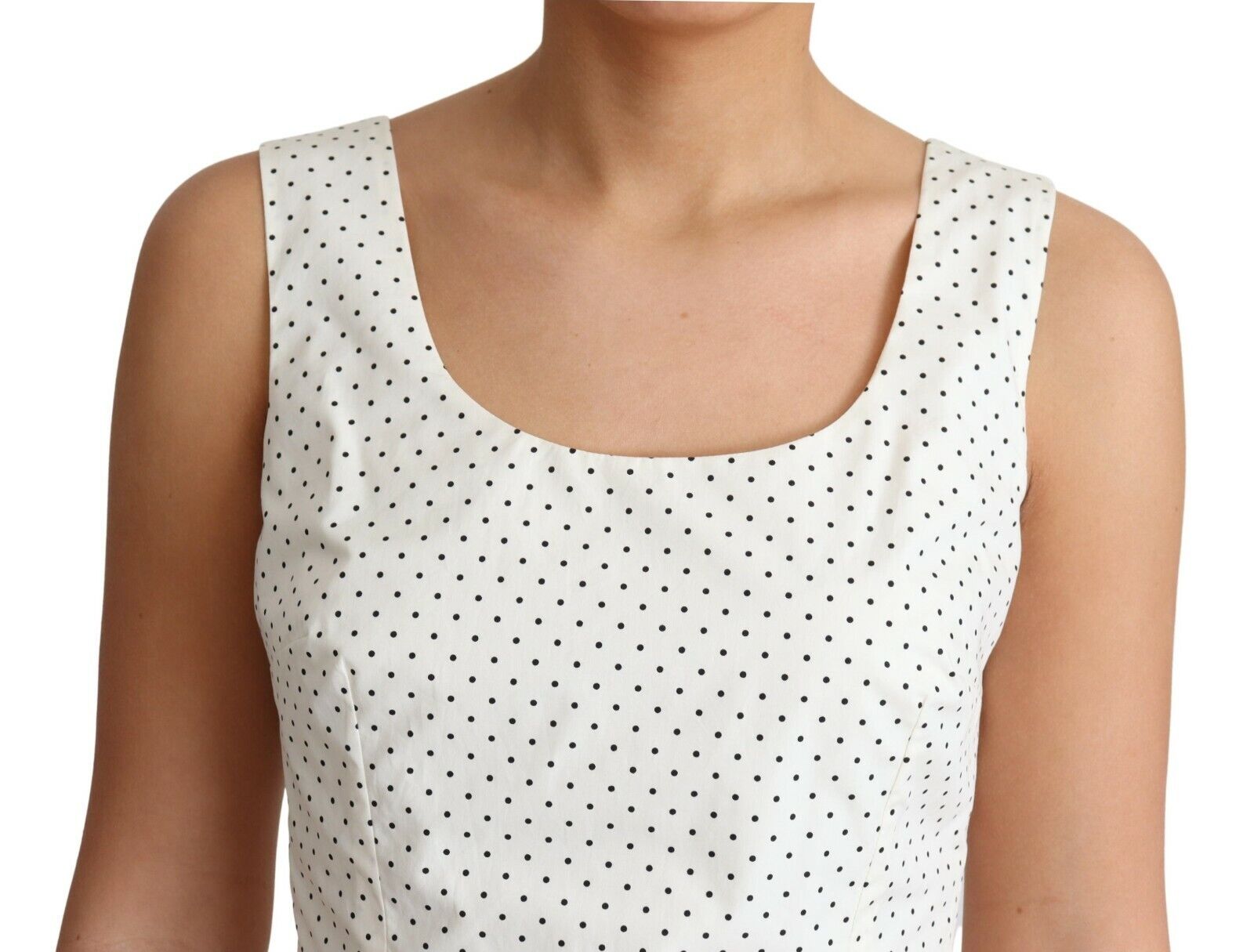 Dolce & Gabbana White Polka Dotted Cotton A-Line Dress - Whispers Of Wisdom Clothing