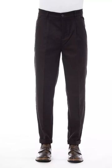 Alpha Studio Brown Wool Men's Pants