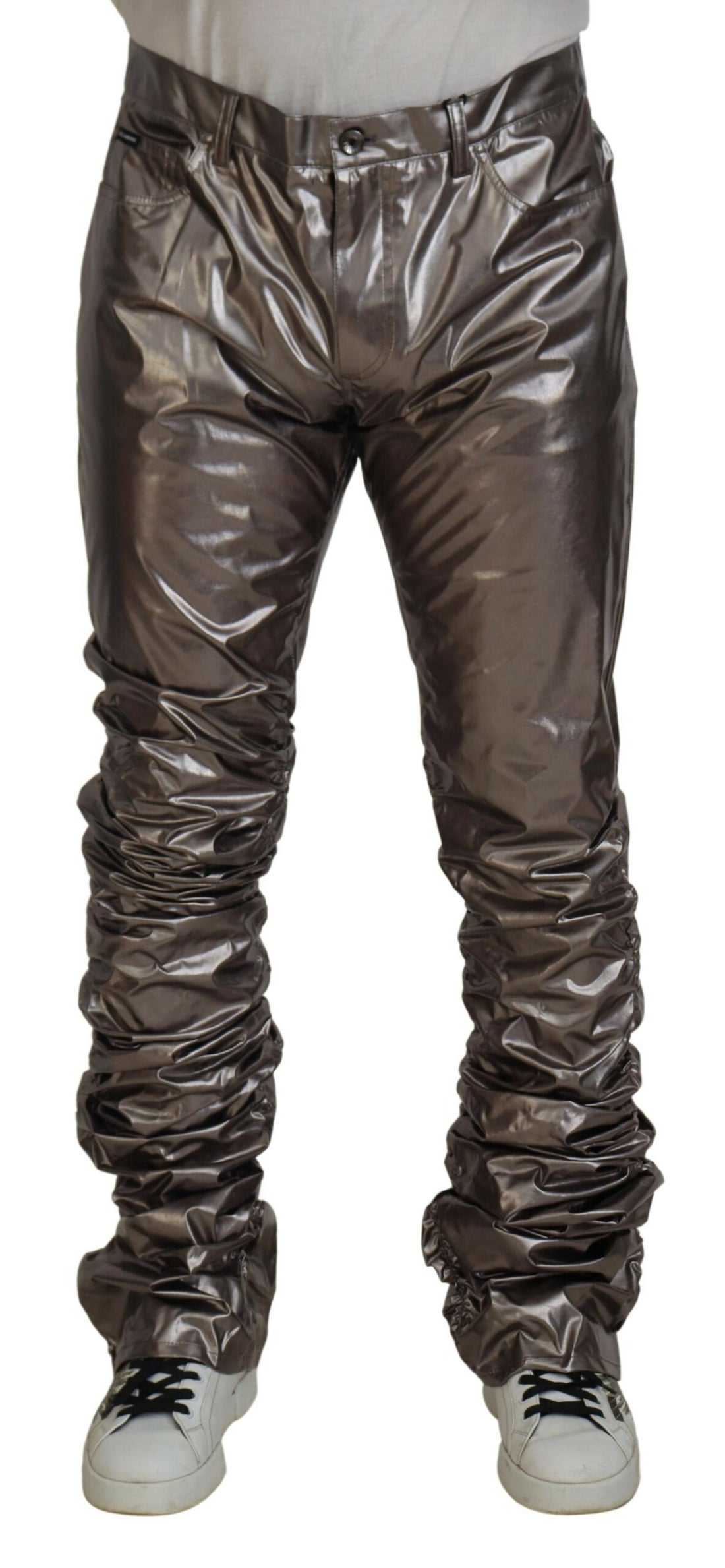 Dolce & Gabbana Silver Metallic Nylon Stretch Pants - Whispers Of Wisdom Clothing