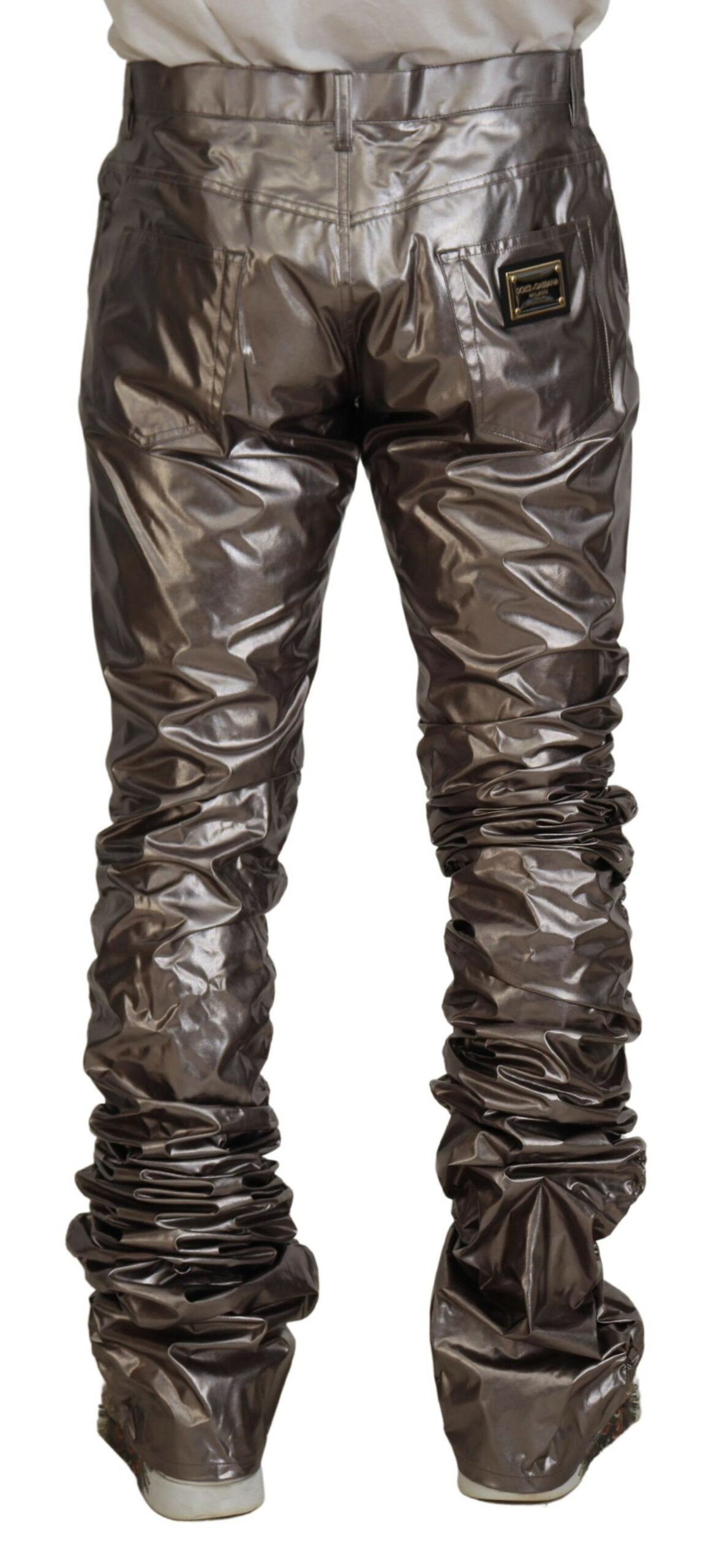 Dolce & Gabbana Silver Metallic Nylon Stretch Pants - Whispers Of Wisdom Clothing