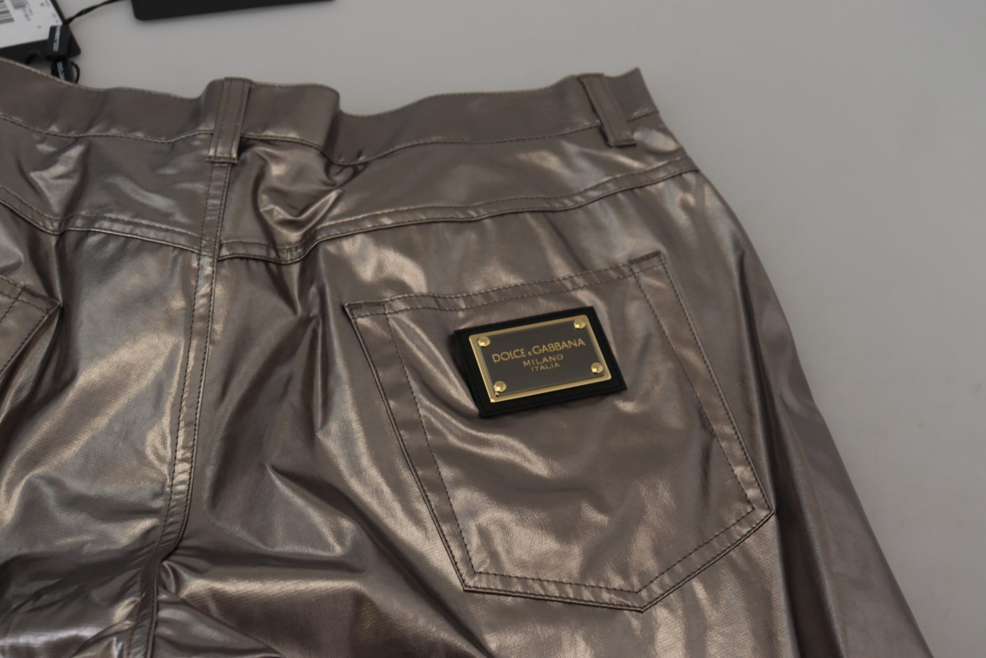 Dolce & Gabbana Silver Metallic Nylon Stretch Pants - Whispers Of Wisdom Clothing