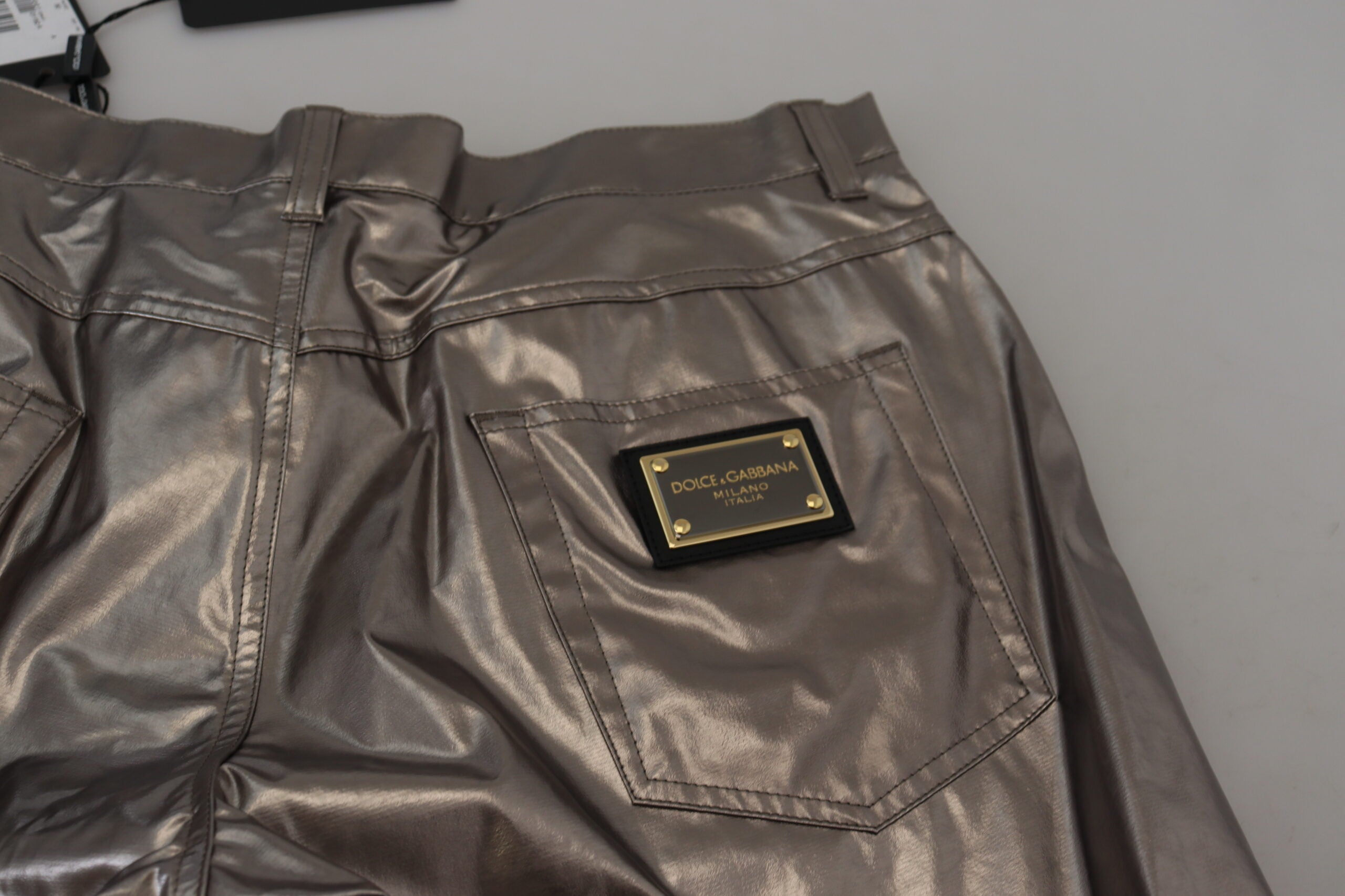 Dolce & Gabbana Silver Metallic Nylon Stretch Pants - Whispers Of Wisdom Clothing