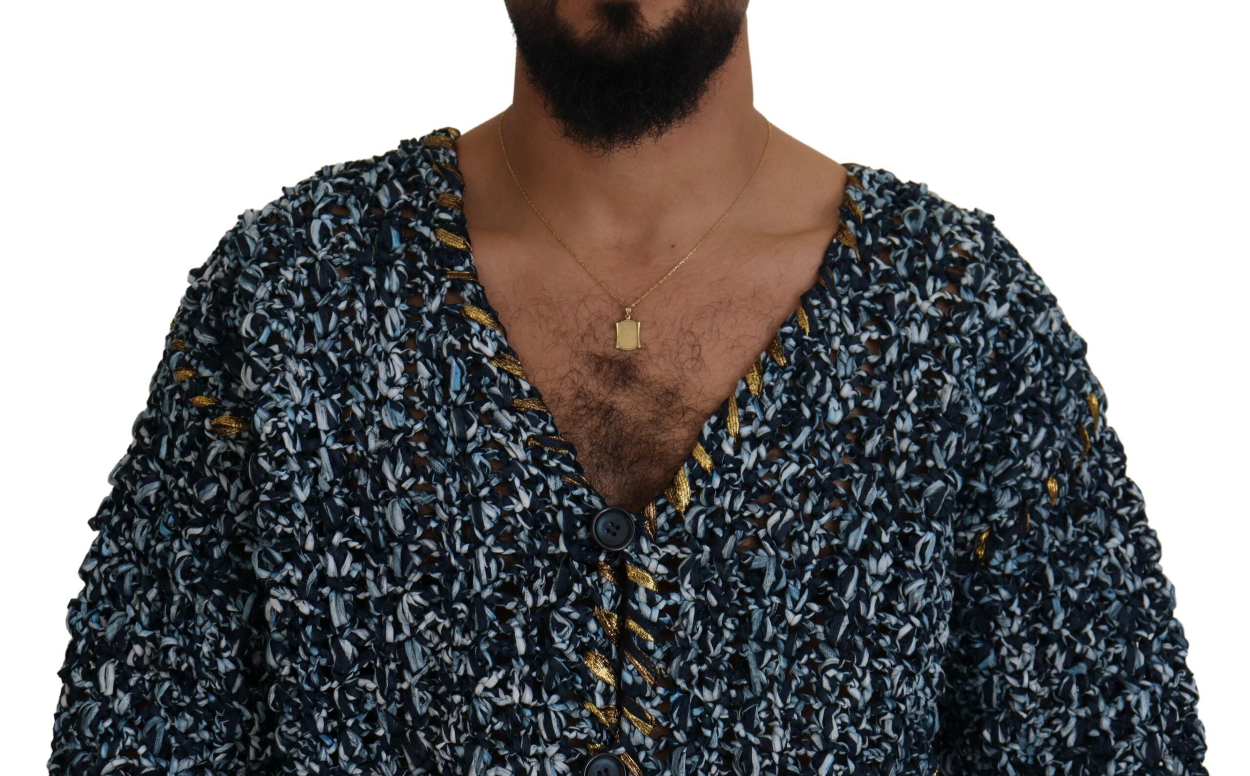 دولتشي آند غابانا سترة زرقاء بأزرار Fatto A Mano