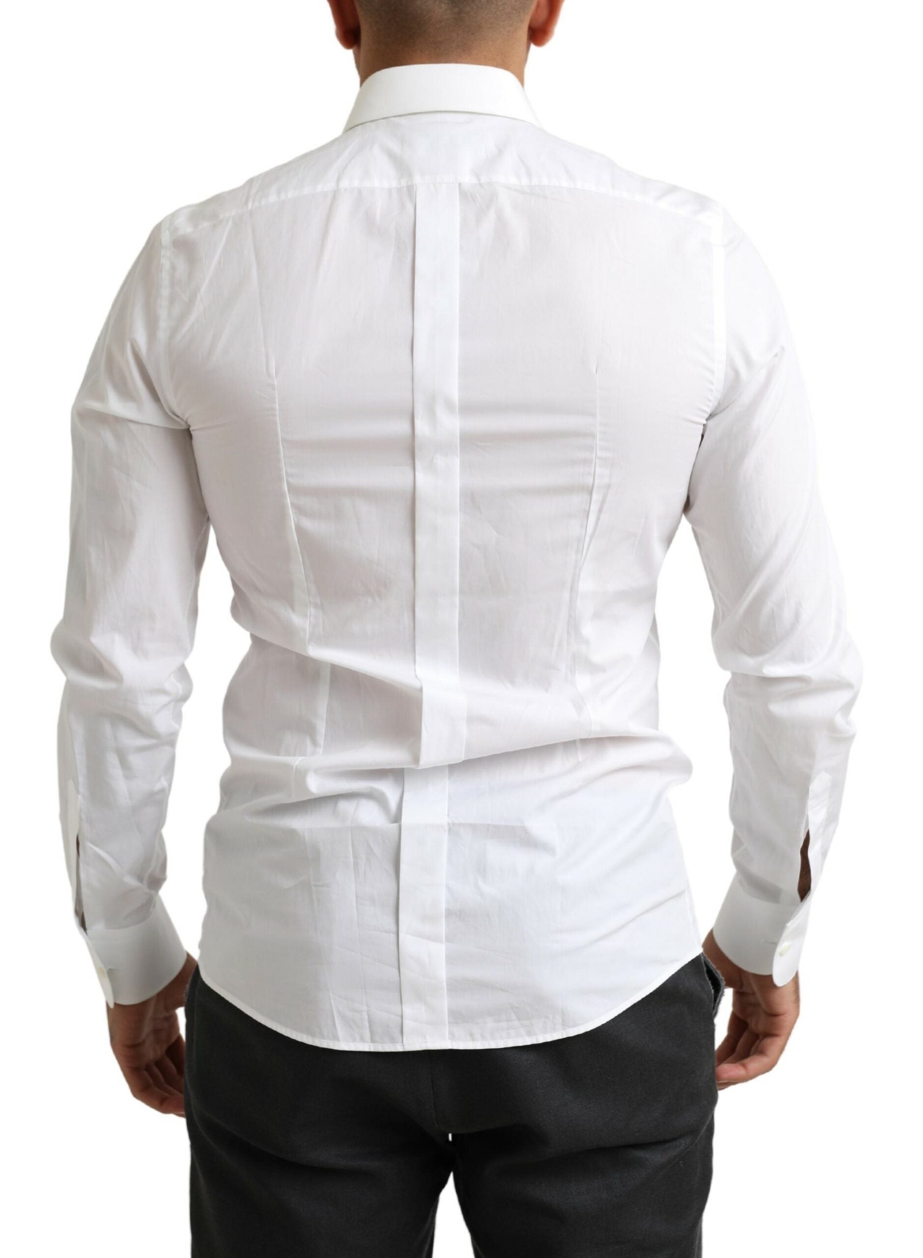 Dolce & Gabbana White Tuxedo Slim Fit Baroque Shirt - Whispers Of Wisdom Clothing