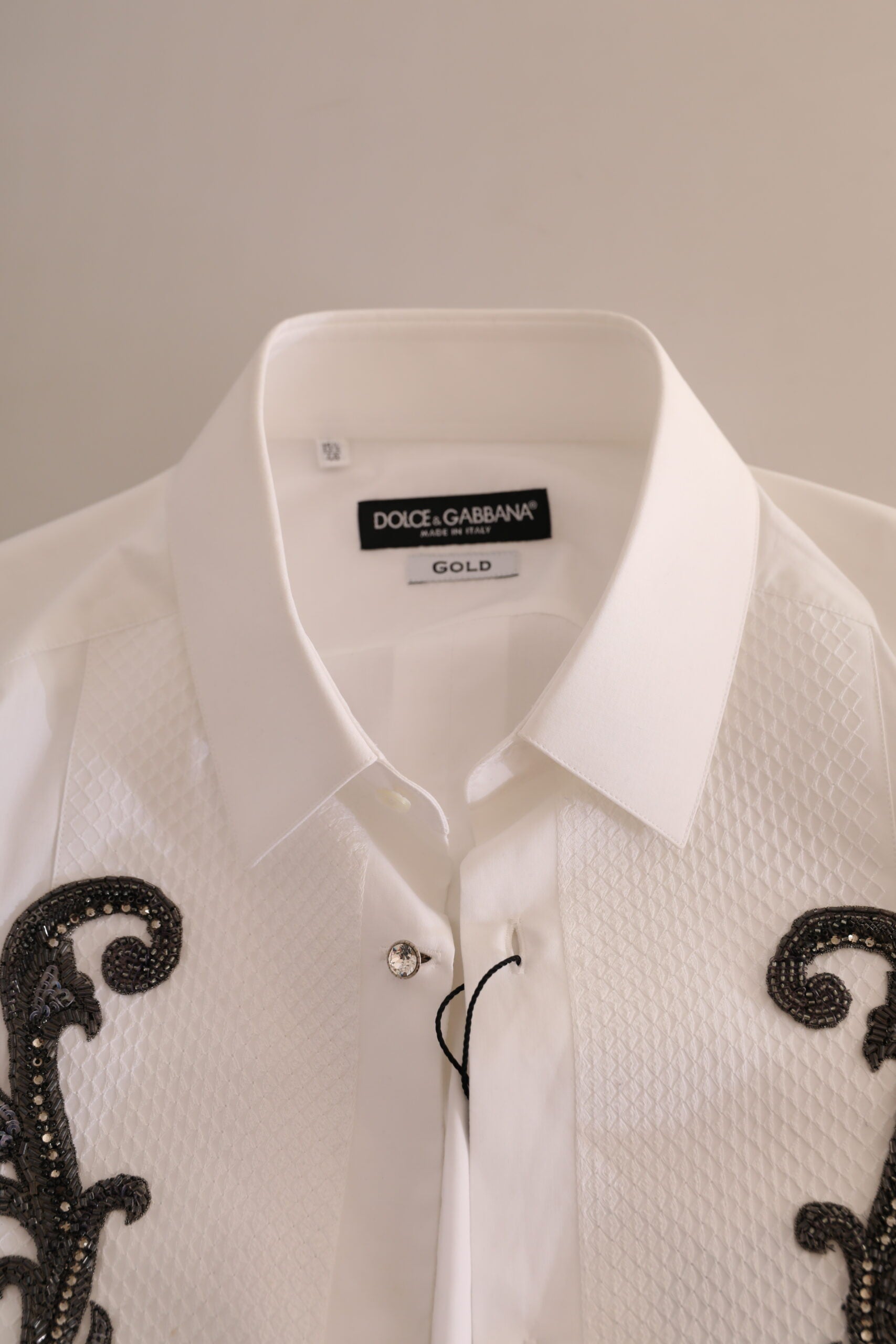 Dolce & Gabbana White Tuxedo Slim Fit Baroque Shirt - Whispers Of Wisdom Clothing
