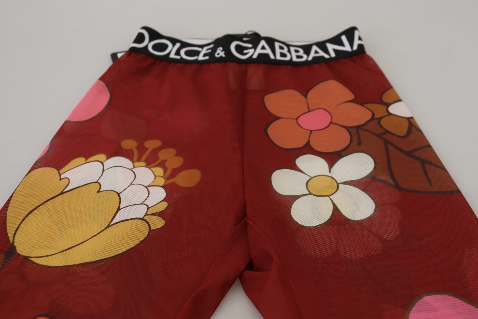 Dolce & Gabbana Red Floral Leggings Stretch Waist Pants - Whispers Of Wisdom Clothing