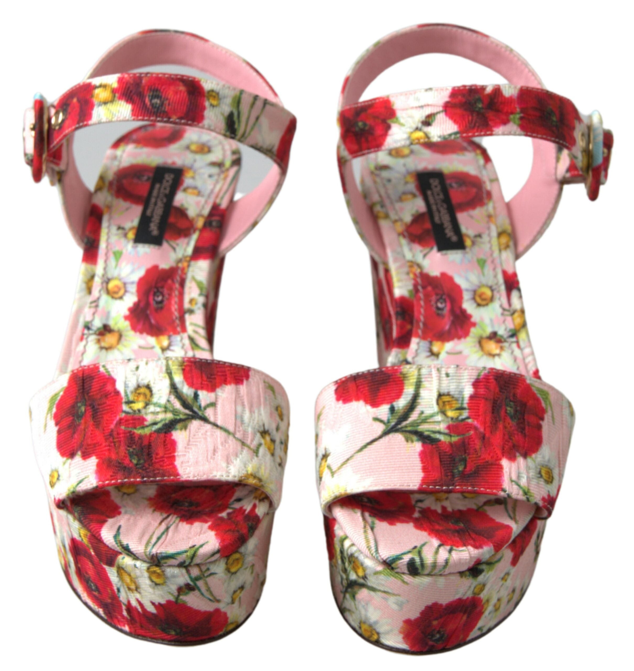 Dolce & Gabbana Multicolor floral print Wedges Floral Ankle Strap Sandals - Whispers Of Wisdom Clothing