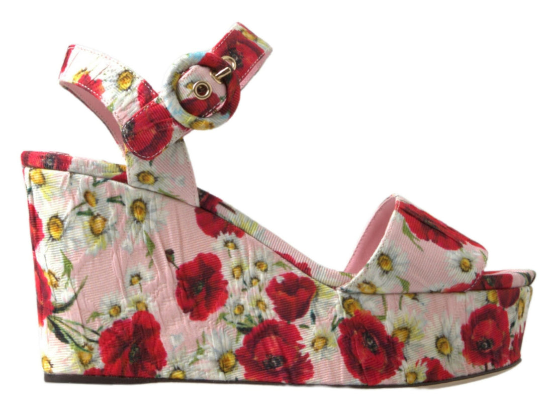Dolce & Gabbana Multicolor floral print Wedges Floral Ankle Strap Sandals - Whispers Of Wisdom Clothing