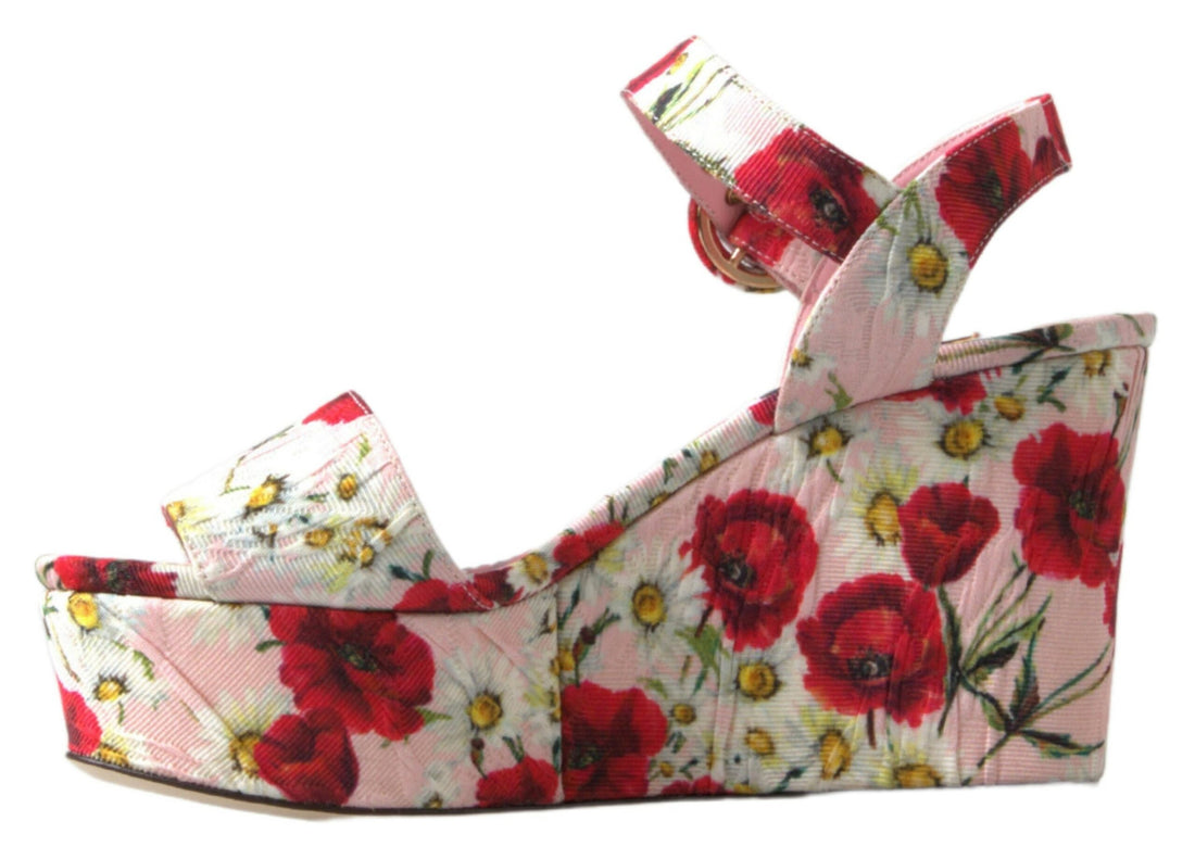 Dolce & Gabbana Multicolor floral print Wedges Floral Ankle Strap Sandals - Whispers Of Wisdom Clothing