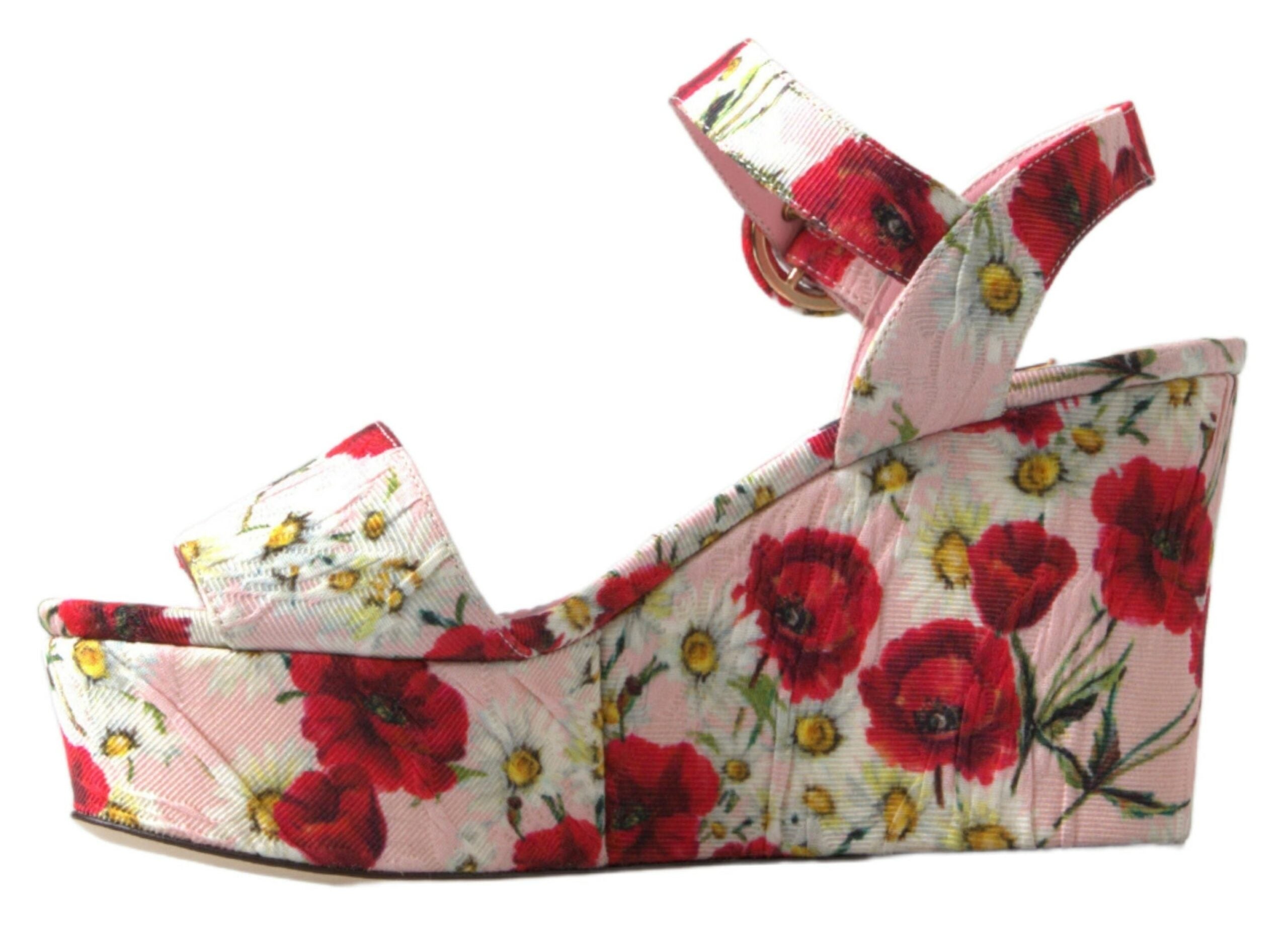 Dolce & Gabbana Multicolor floral print Wedges Floral Ankle Strap Sandals - Whispers Of Wisdom Clothing