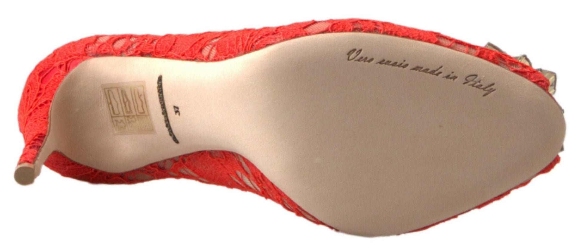 Dolce & Gabbana Red Taormina Lace Crystal Heels Pumps Shoes - Whispers Of Wisdom Clothing