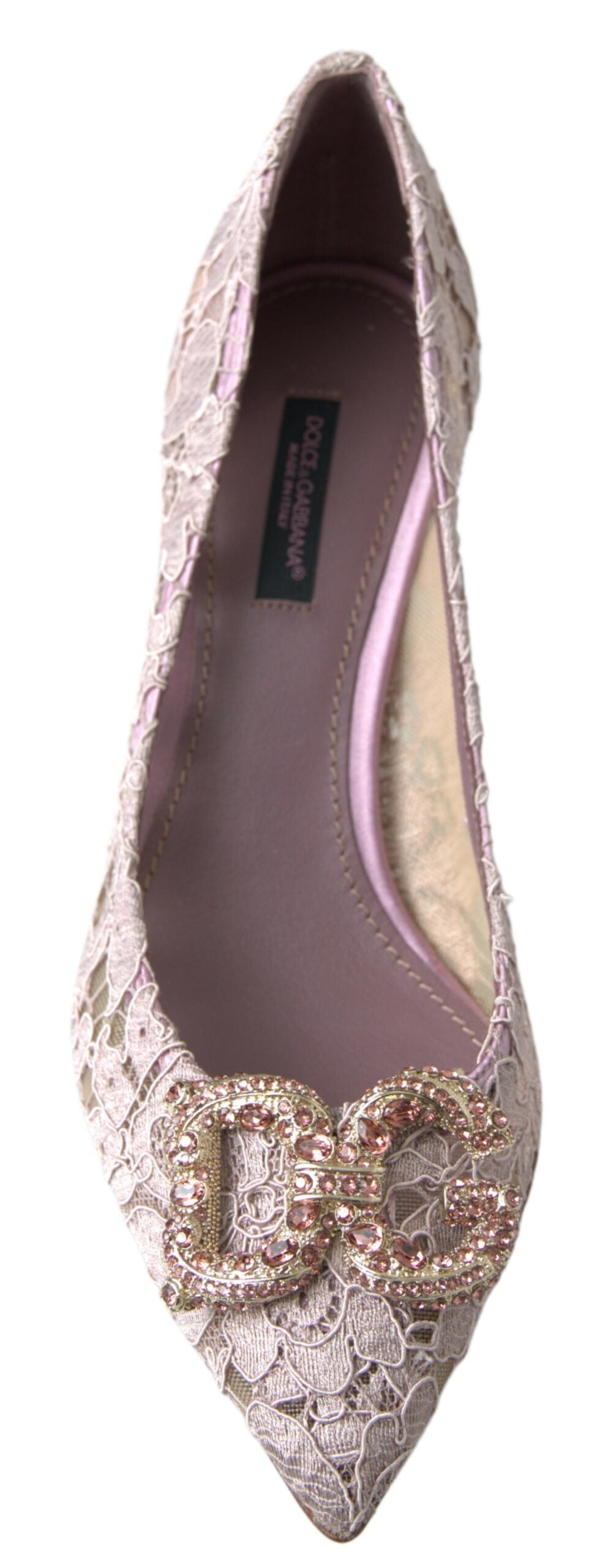 Dolce & Gabbana Pink Floral Lace DG Crystal Pumps Shoes - Whispers Of Wisdom Clothing