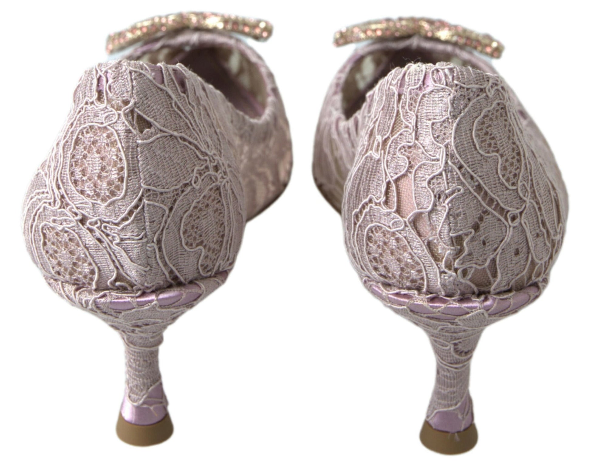 Dolce & Gabbana Pink Floral Lace DG Crystal Pumps Shoes - Whispers Of Wisdom Clothing