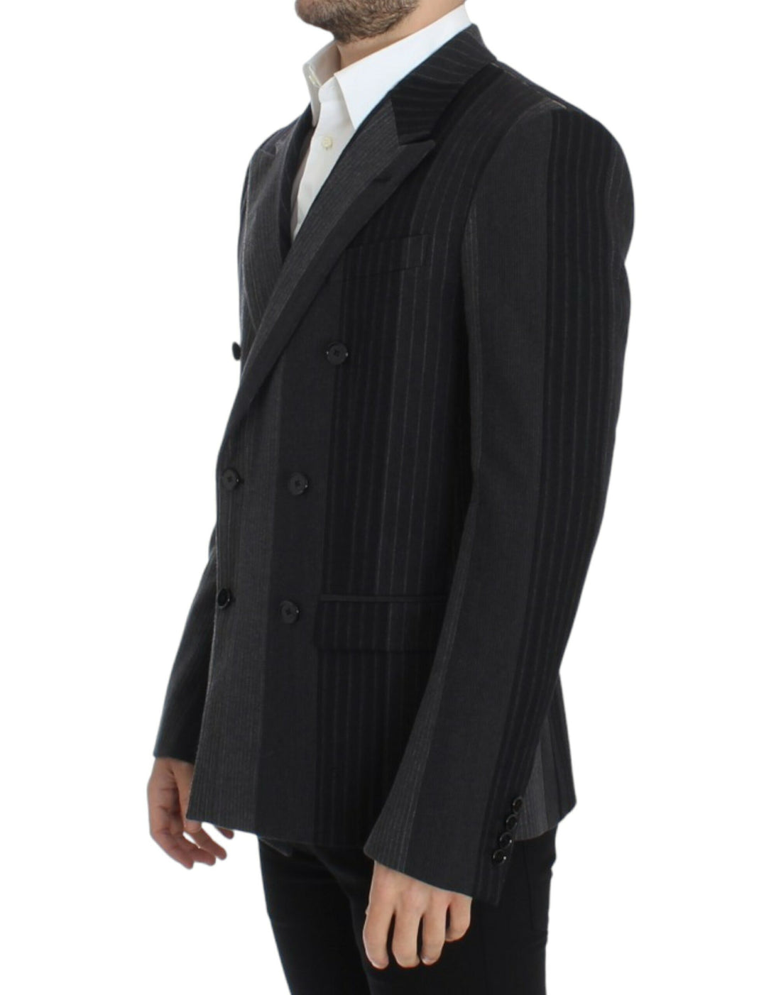 Dolce & Gabbana Gray striped wool stretch blazer - Whispers Of Wisdom Clothing