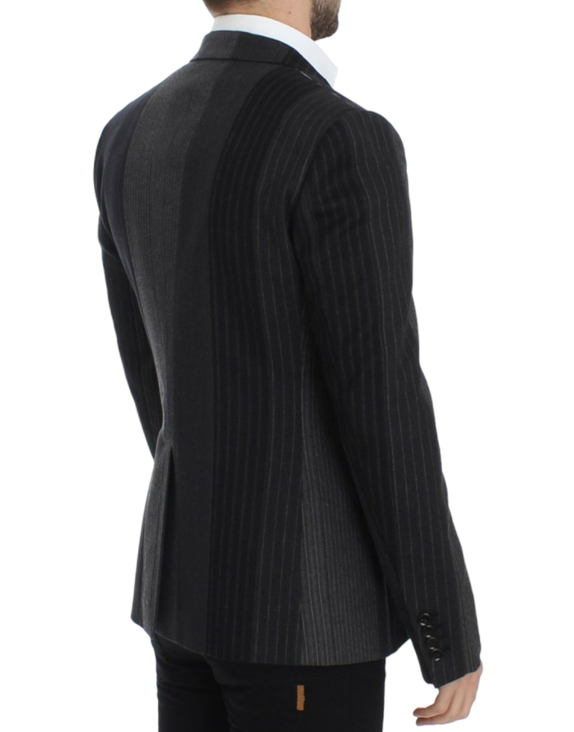 Dolce & Gabbana Gray striped wool stretch blazer - Whispers Of Wisdom Clothing