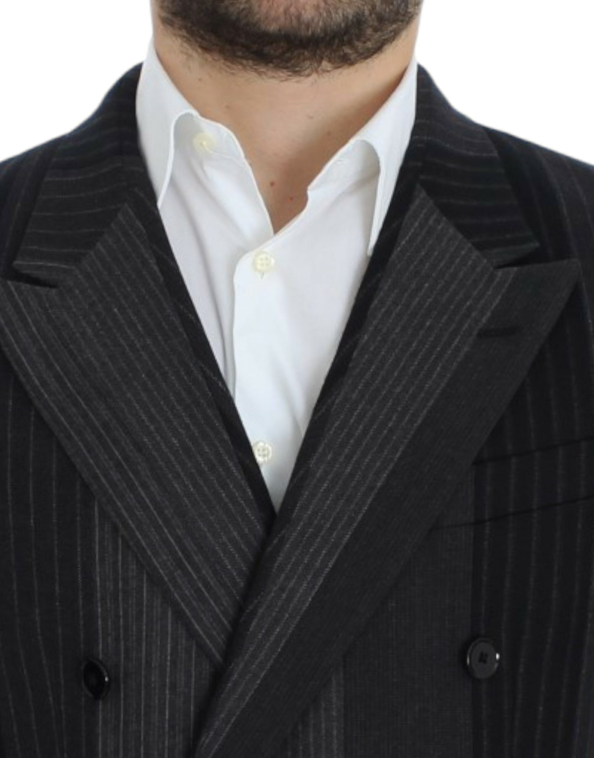 Dolce & Gabbana Gray striped wool stretch blazer - Whispers Of Wisdom Clothing