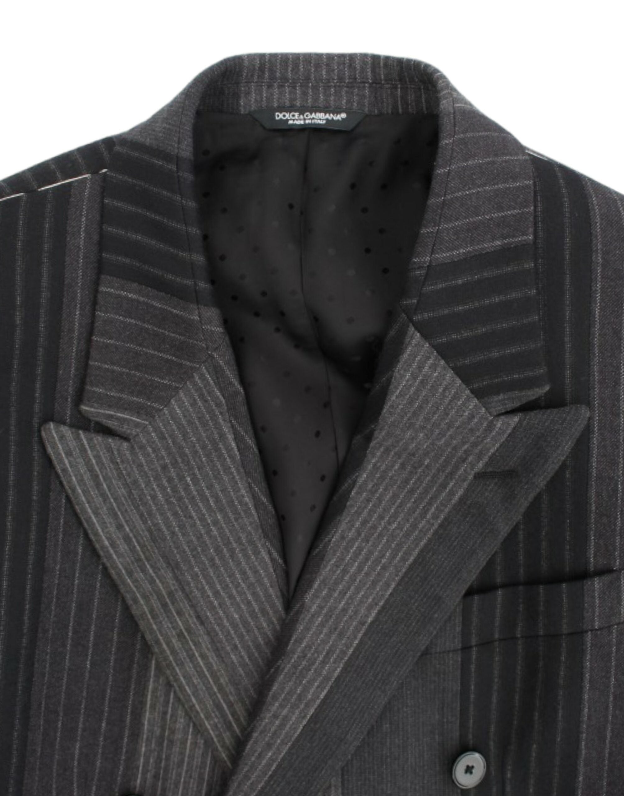 Dolce & Gabbana Gray striped wool stretch blazer - Whispers Of Wisdom Clothing