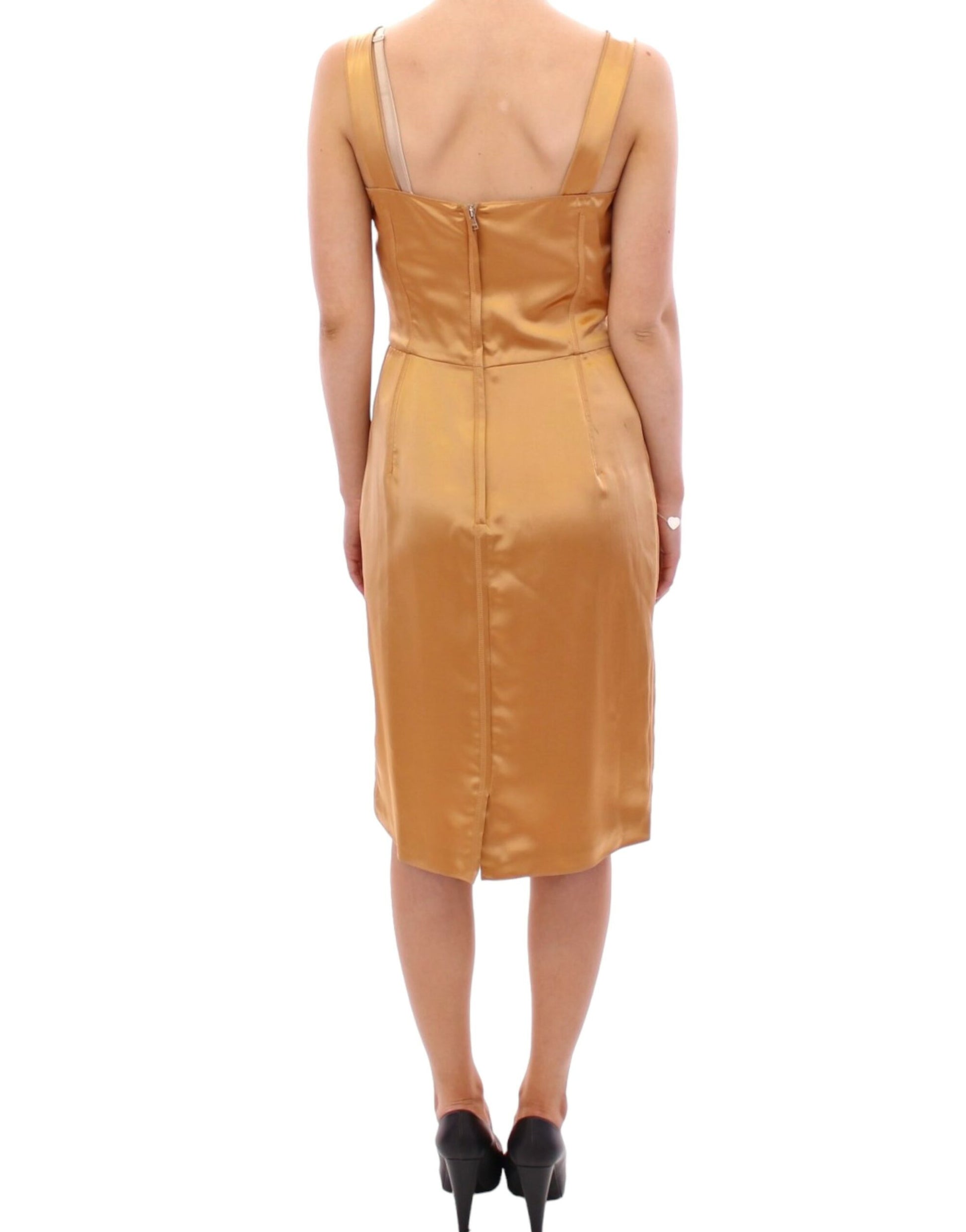 Dolce & Gabbana Bronze silk sheath dress - Whispers Of Wisdom Clothing