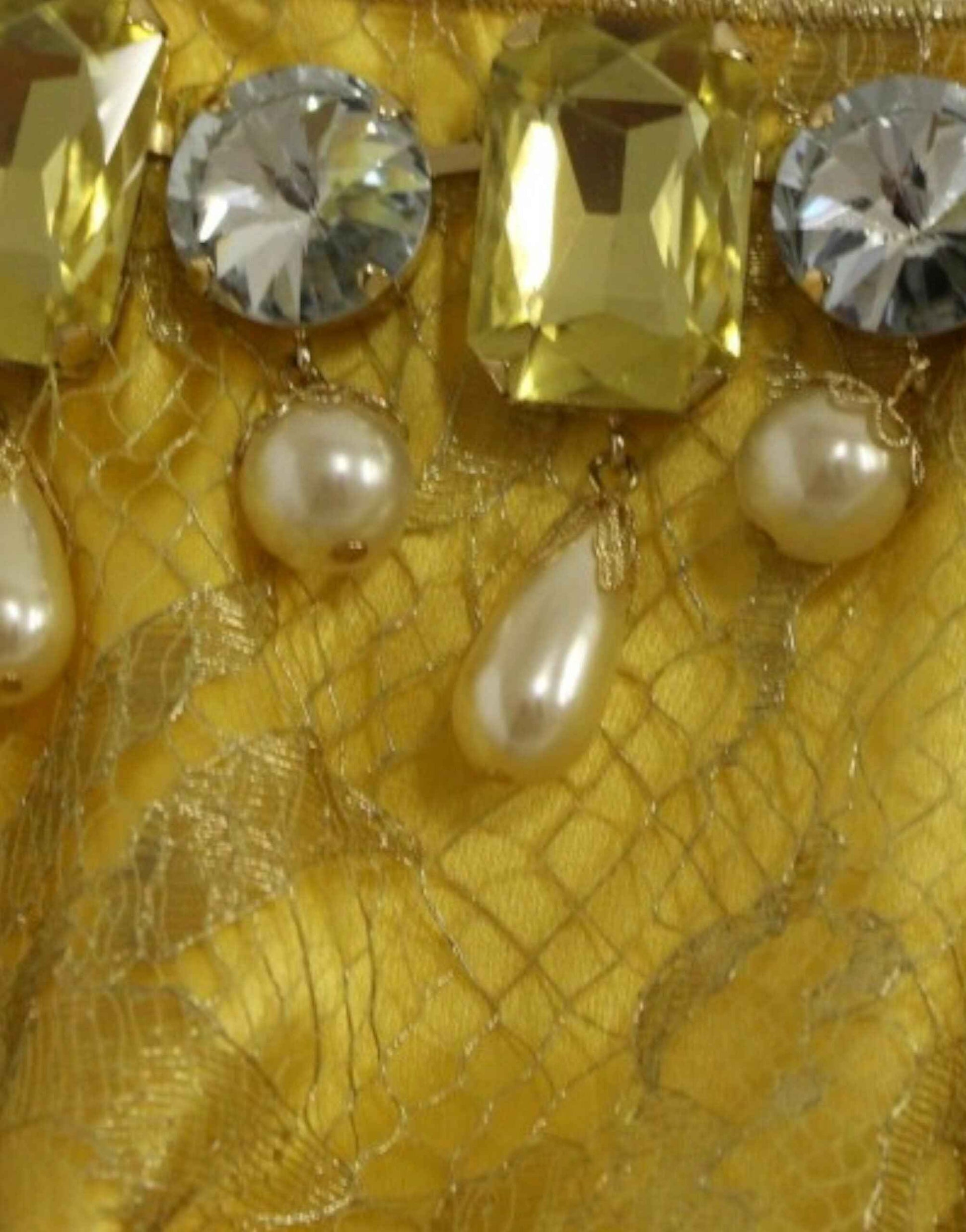 Dolce & Gabbana Yellow lace crystal mini dress - Whispers Of Wisdom Clothing