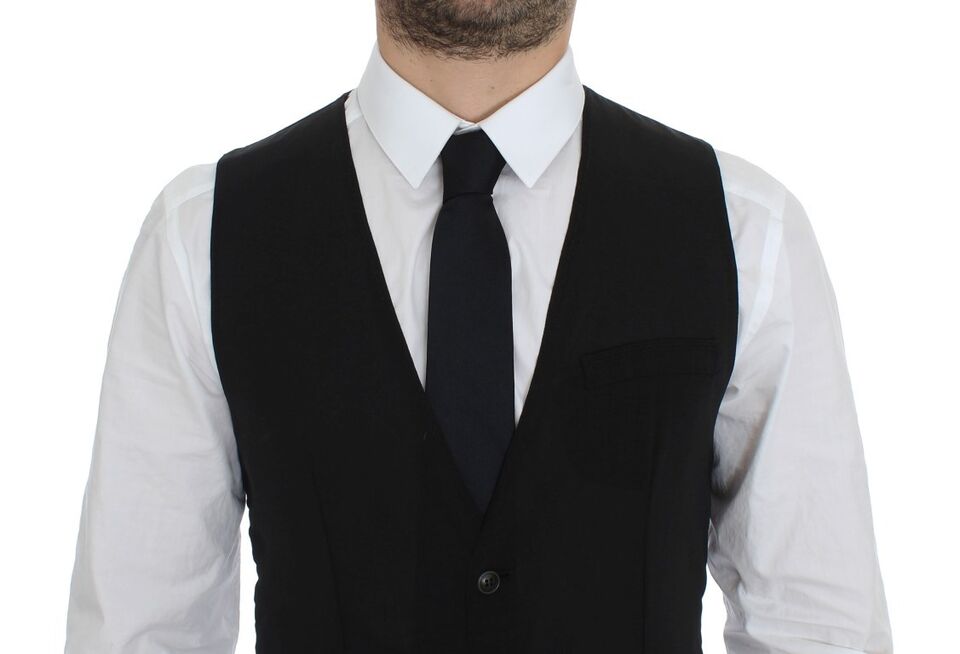 Dolce & Gabbana Black Wool Formal Dress Vest Gilet Jacket - Whispers Of Wisdom Clothing