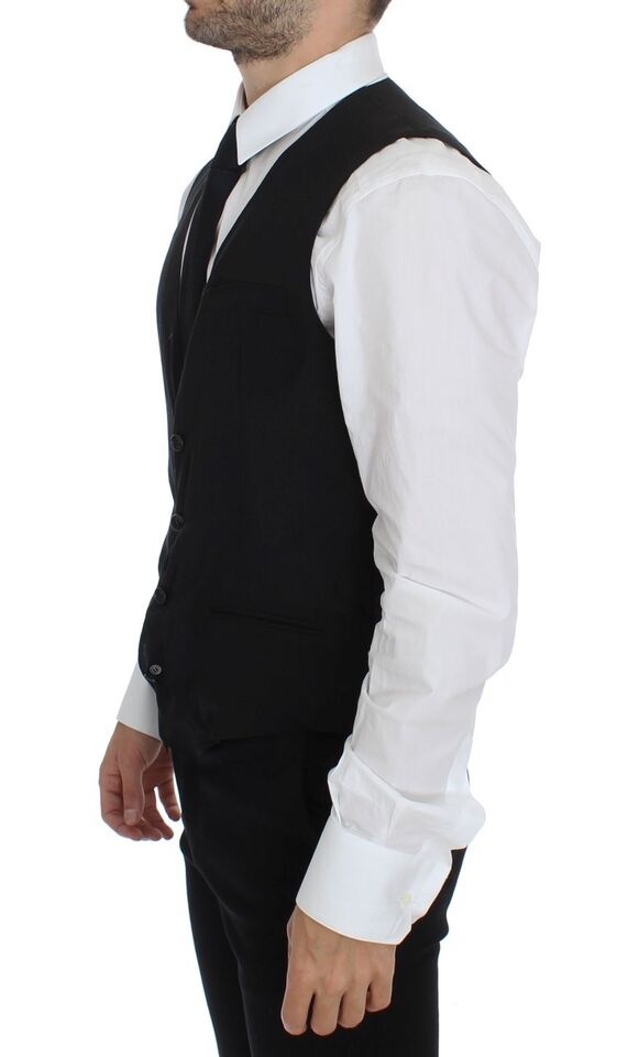 Dolce & Gabbana Black Wool Formal Dress Vest Gilet Jacket - Whispers Of Wisdom Clothing