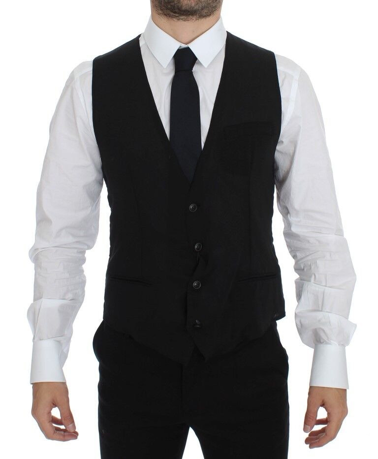 Dolce & Gabbana Black Wool Formal Dress Vest Gilet Jacket - Whispers Of Wisdom Clothing
