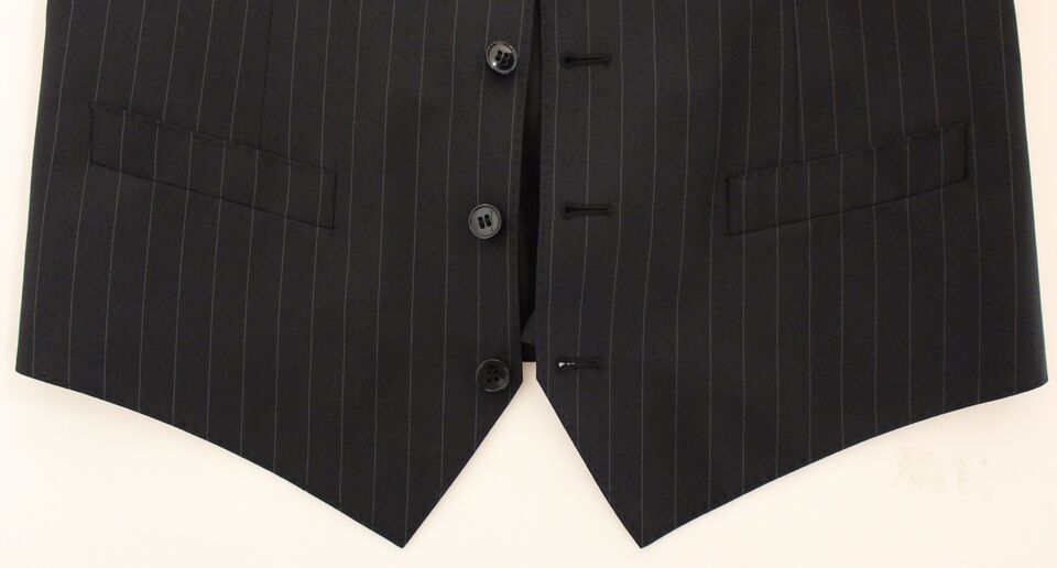 Dolce & Gabbana Black Striped Wool Silk Dress Vest Gilet - Whispers Of Wisdom Clothing