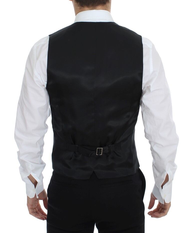 Dolce & Gabbana Black Striped Wool Silk Dress Vest Gilet - Whispers Of Wisdom Clothing