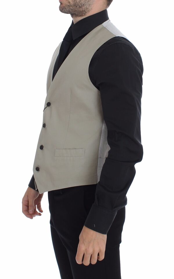 Dolce & Gabbana Beige Silk Blend Dress Formal Vest Gilet - Whispers Of Wisdom Clothing