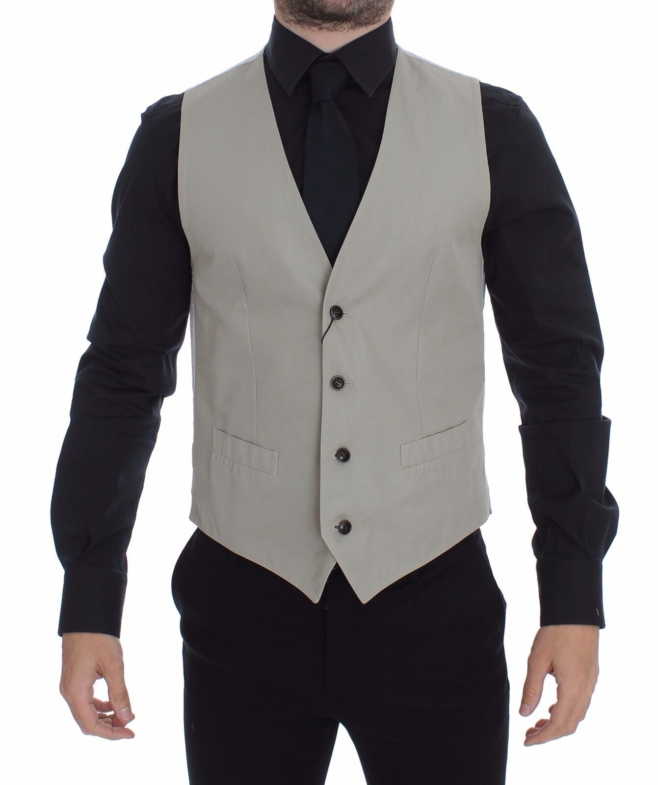Dolce & Gabbana Beige Silk Blend Dress Formal Vest Gilet - Whispers Of Wisdom Clothing