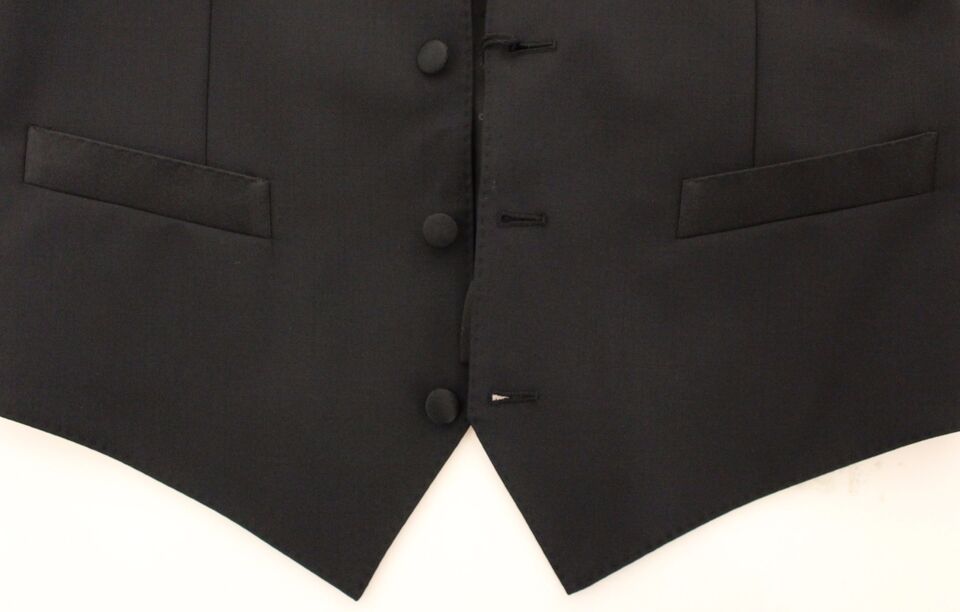 Dolce & Gabbana Black Wool Silk Stretch Dress Vest Blazer - Whispers Of Wisdom Clothing