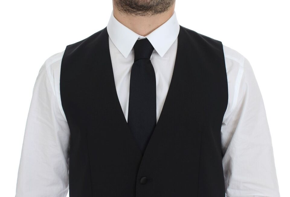 Dolce & Gabbana Black Wool Silk Stretch Dress Vest Blazer - Whispers Of Wisdom Clothing