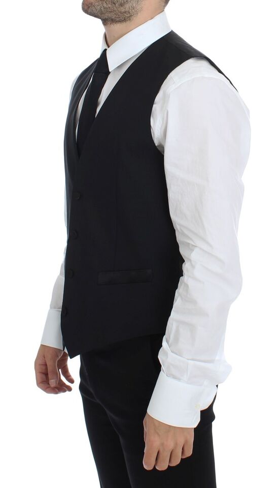 Dolce & Gabbana Black Wool Silk Stretch Dress Vest Blazer - Whispers Of Wisdom Clothing