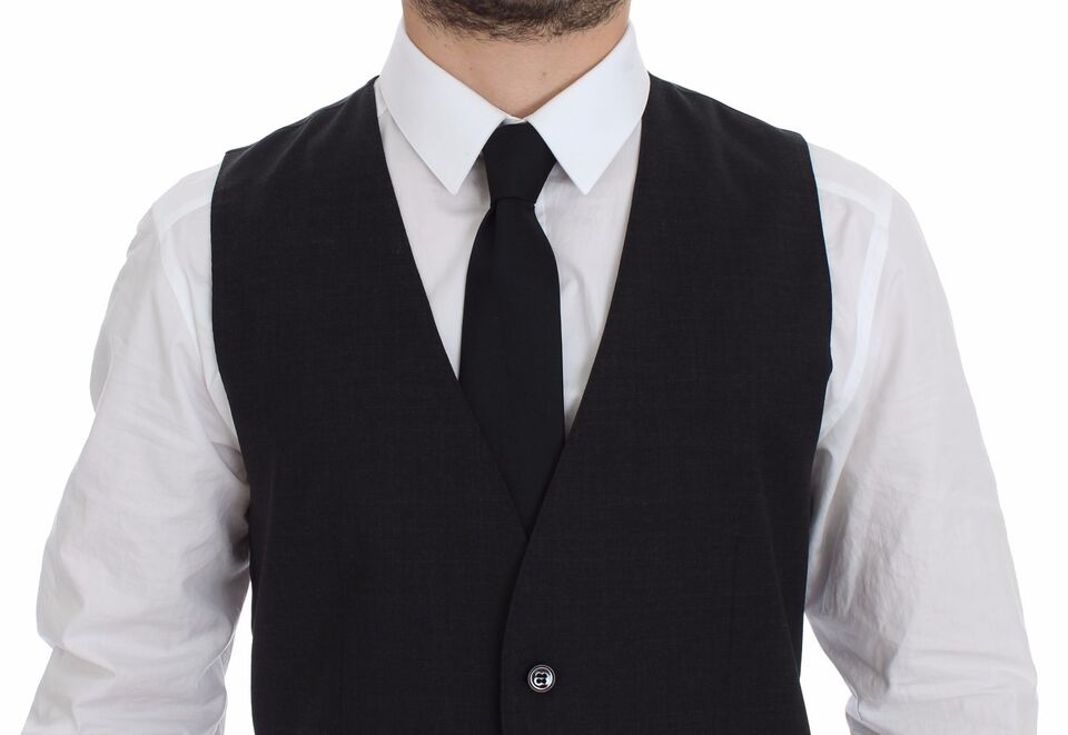 Dolce & Gabbana Gray Slim Fit Button Front Dress Formal Vest - Whispers Of Wisdom Clothing