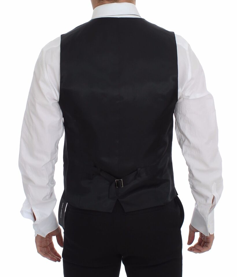 Dolce & Gabbana Gray Slim Fit Button Front Dress Formal Vest - Whispers Of Wisdom Clothing