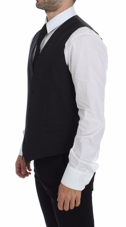 Dolce & Gabbana Gray Slim Fit Button Front Dress Formal Vest - Whispers Of Wisdom Clothing