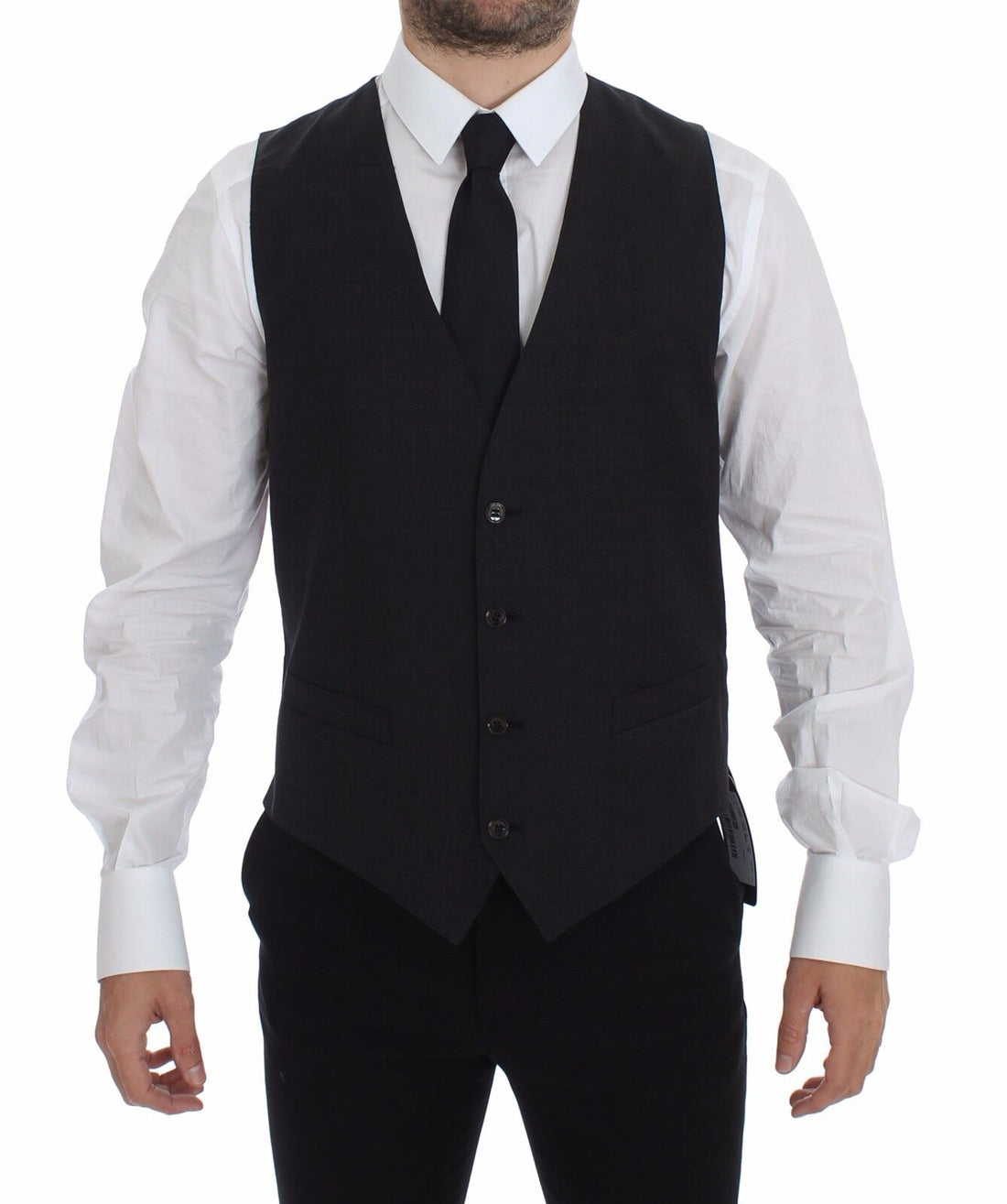 Dolce & Gabbana Gray Slim Fit Button Front Dress Formal Vest - Whispers Of Wisdom Clothing