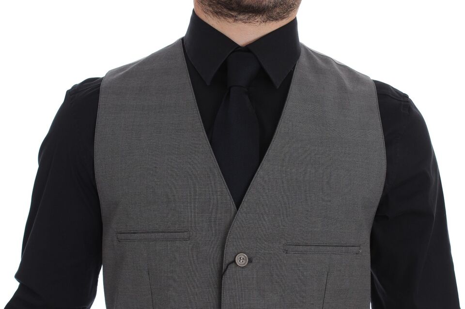 Dolce & Gabbana Gray Cotton Slim Fit Button Front Dress Vest - Whispers Of Wisdom Clothing