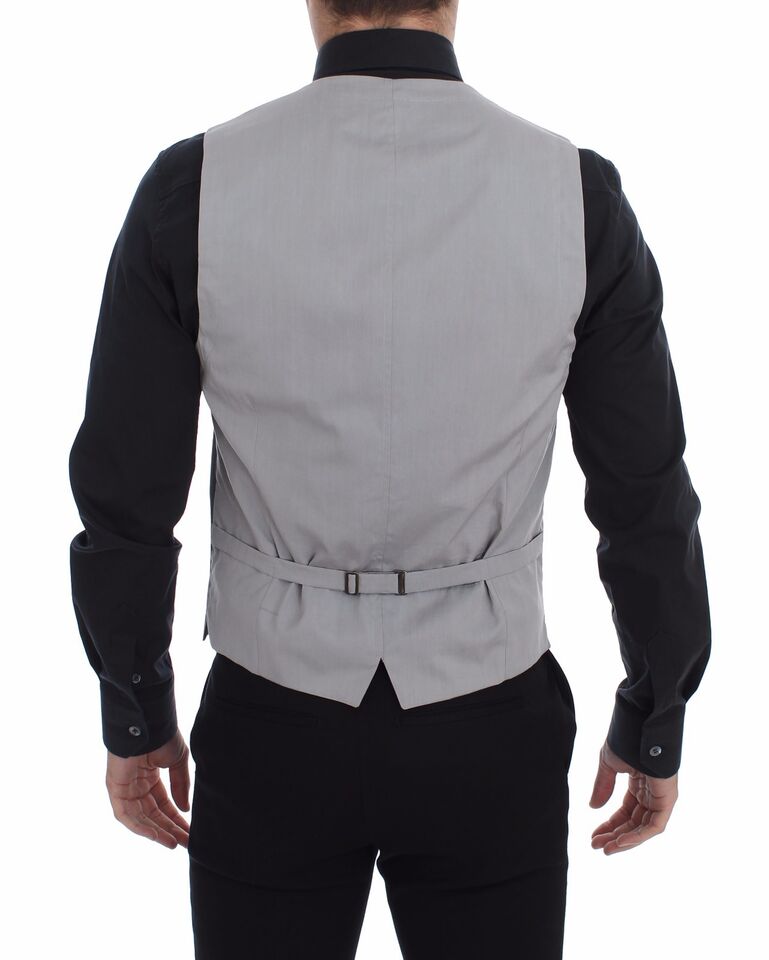 Dolce & Gabbana Gray Cotton Slim Fit Button Front Dress Vest - Whispers Of Wisdom Clothing