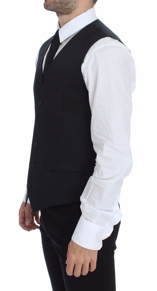 Dolce & Gabbana Blue Cotton Stretch Dress Vest Blazer - Whispers Of Wisdom Clothing