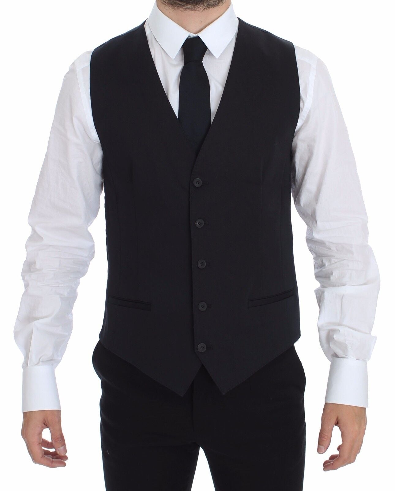 Dolce & Gabbana Blue Cotton Stretch Dress Vest Blazer - Whispers Of Wisdom Clothing