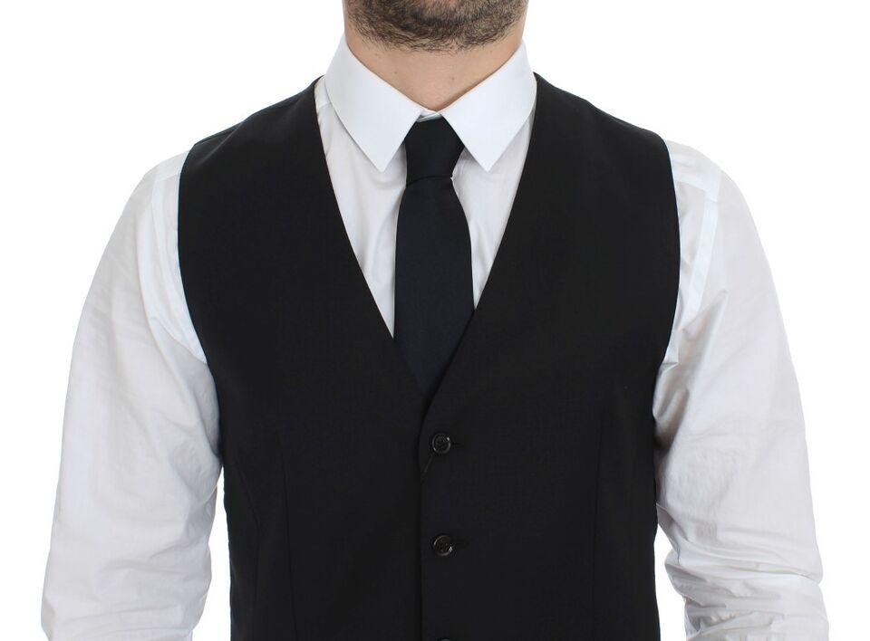 Dolce & Gabbana Black Wool Silk Stretch Dress Vest Blazer - Whispers Of Wisdom Clothing
