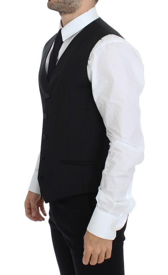 Dolce & Gabbana Black Wool Silk Stretch Dress Vest Blazer - Whispers Of Wisdom Clothing