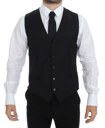 Dolce & Gabbana Black Wool Silk Stretch Dress Vest Blazer - Whispers Of Wisdom Clothing