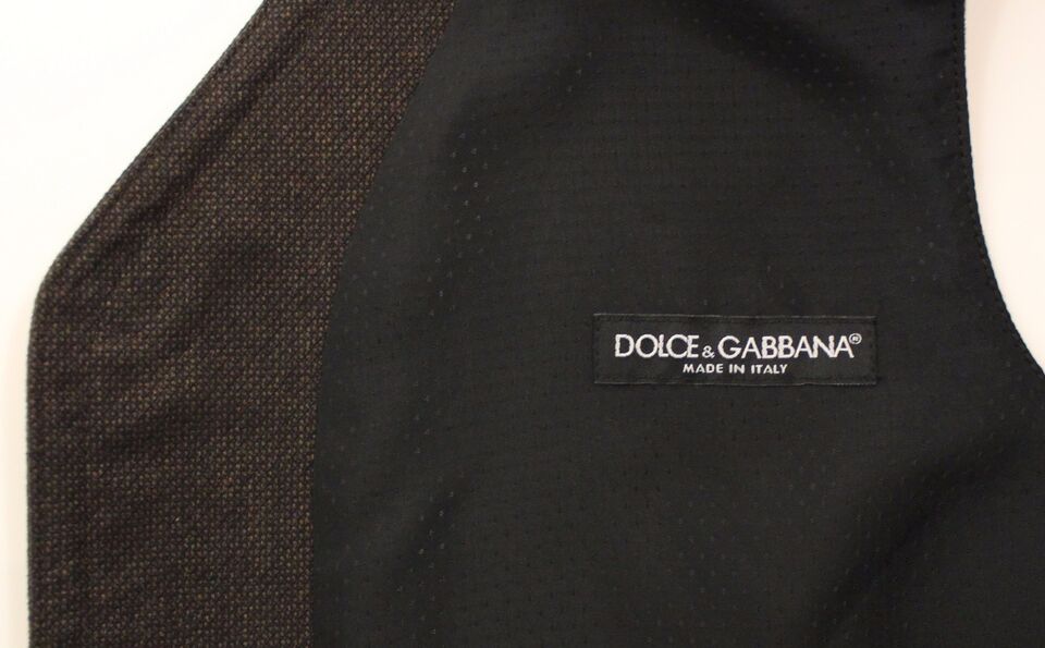 Dolce & Gabbana Brown Cotton Blend Dress Vest Gilet - Whispers Of Wisdom Clothing