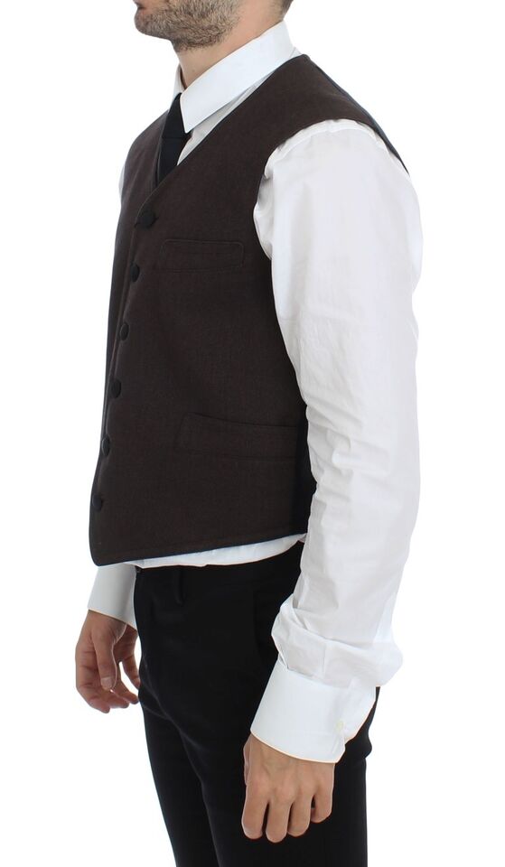 Dolce & Gabbana Brown Cotton Blend Dress Vest Gilet - Whispers Of Wisdom Clothing