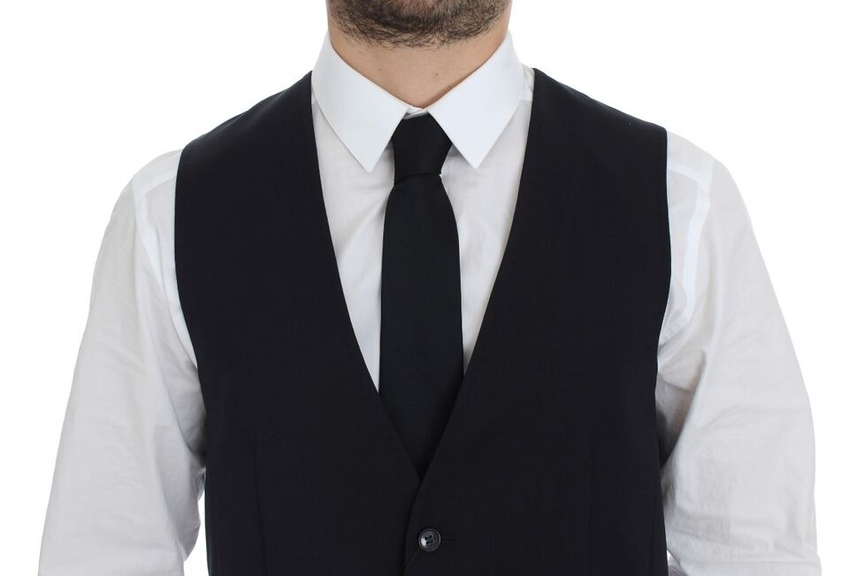 Dolce & Gabbana Blue Cotton Stretch Dress Vest Blazer - Whispers Of Wisdom Clothing